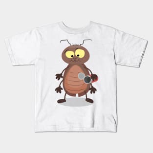 Funny cute cockroach cartoon characte Kids T-Shirt